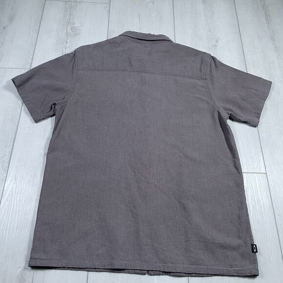 Oakley Mens Large Button Up Short Sleeve Shirt Pocket Metal Logo Purple Gray - Picture 4 of 12